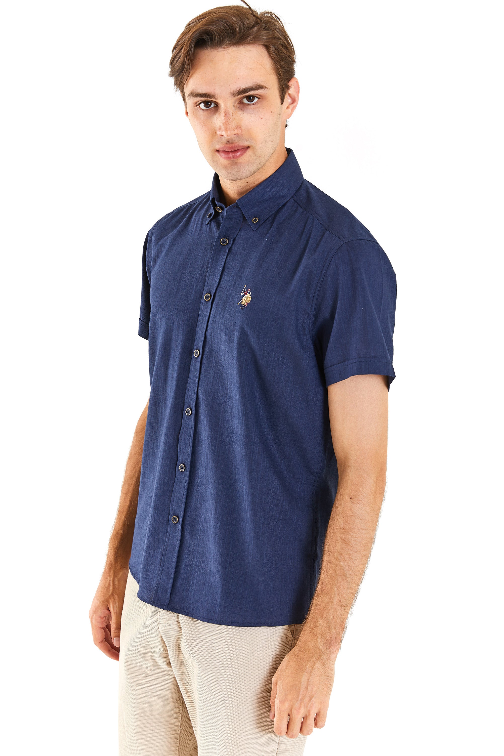 U.S. Polo Assn. Minimalist Kısa Kol Erkek Gömleği - Regular Fit