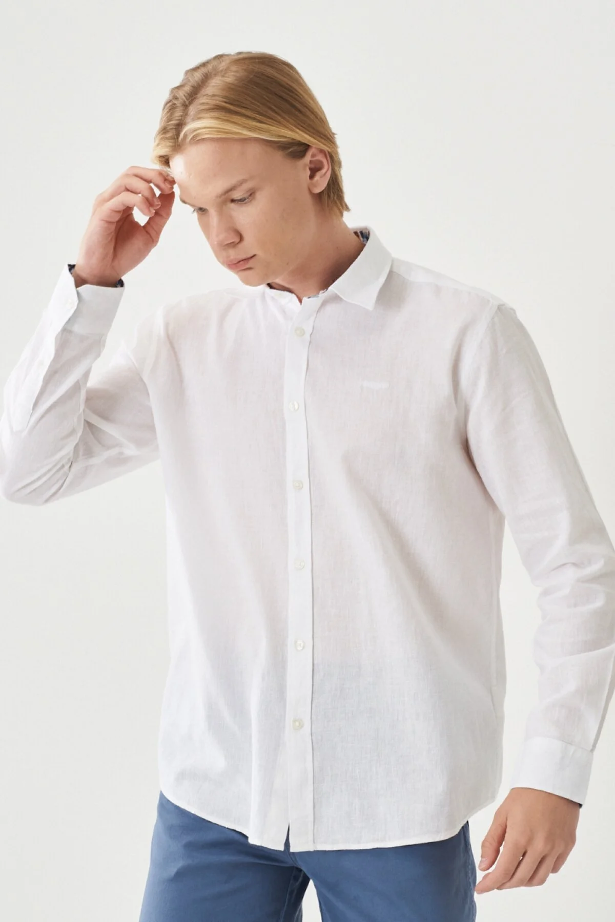 Wrangler Erkek Minimalist Keten Gömlek - Uzun Kol - Günlük Şık Main image