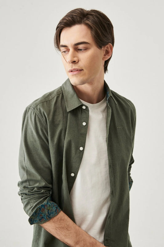 Wrangler Men's Minimalist Long-Sleeve Shirt - Linen Look