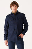 Loose Fit Wide Cut Navy Long Sleeve Shirt Wrangler