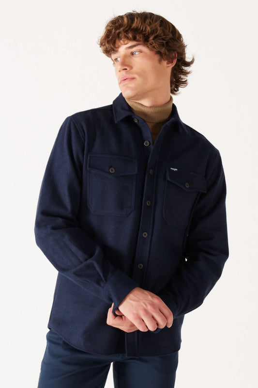Loose Fit Wide Cut Navy Long Sleeve Shirt Wrangler