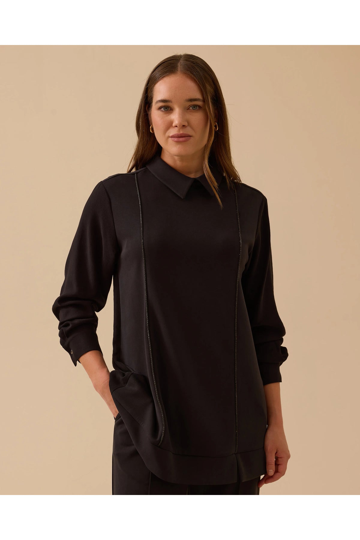 gömlek yaka şerit detaylı sweatshirt Scl Secondary image