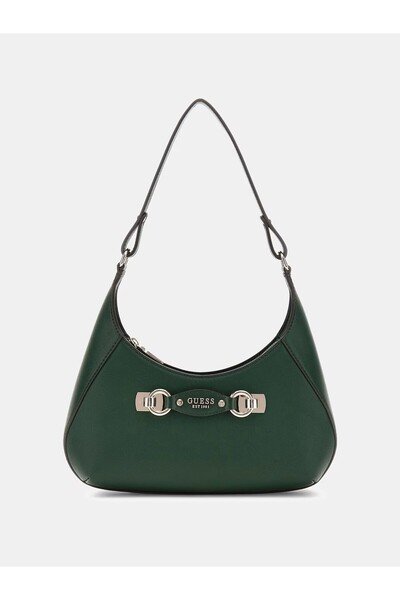 Guess Kadın Suni Deri Omuz Çantası Metal Detaylı Fermuarlı Baget Çanta