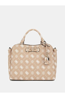 Guess Kadın Monogram Desenli Suni Deri Top Handle Çanta Omuz Askılı