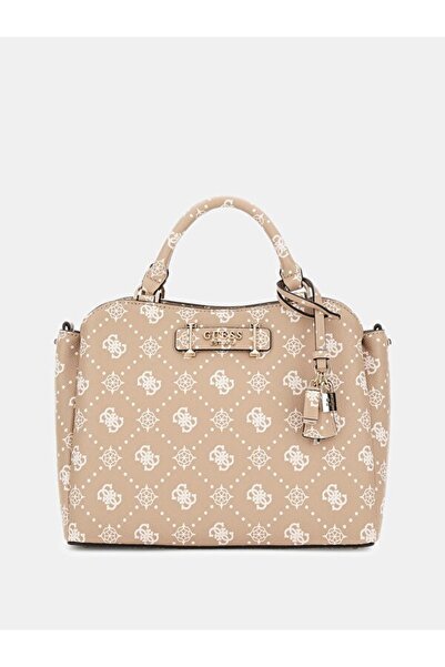 Guess Kadın Monogram Desenli Suni Deri Top Handle Çanta Omuz Askılı