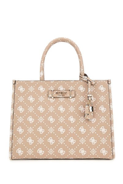 Guess Kadın Monogram Desenli Suni Deri Tote Çanta Çift Saplı Omuz Çantası