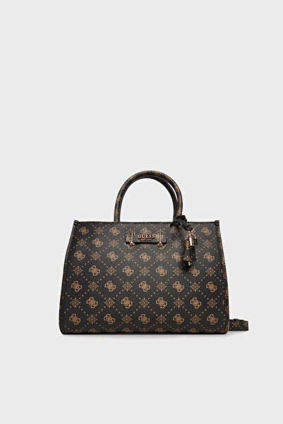 Guess Kadın Monogram Desenli Suni Deri Tote Çanta Çift Saplı Omuz Çantası