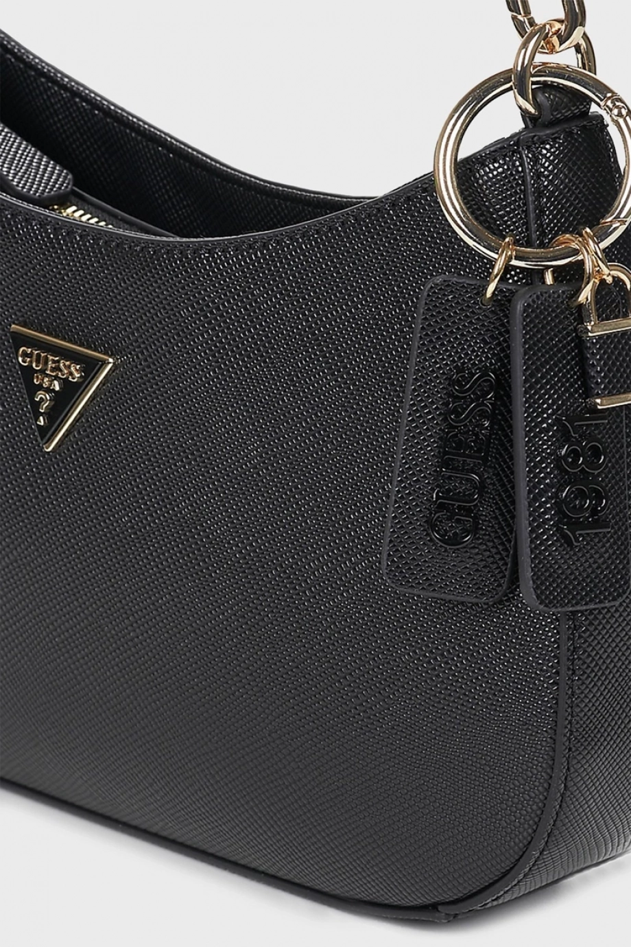 Guess Noelle II Üstten Fermuarlı Omuz Kadın Siyah El Çantası HWZG9672180
