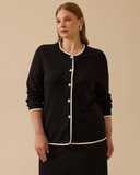Plus size button-down cardigan with piping detail Gala-Xi