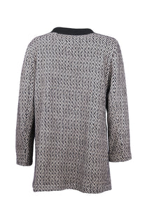 Gala-xi Minimalist Herringbone Desen Midi Uzun Kol Kadın Hırka