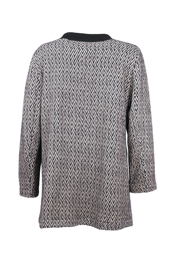 Gala-xi Minimalist Herringbone Desen Midi Uzun Kol Kadın Hırka