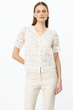On Kadın V Yaka Kısa Kol Dantel Hırka - Minimalist Tarz