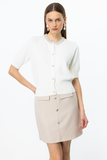 On Minimalist Women's Cardigan - Short Sleeve with Stone Details - Crop
