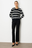 On Çizgili Düğme Kapamalı Triko Hırka