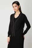 Chain Detail V-Neck Cardigan On