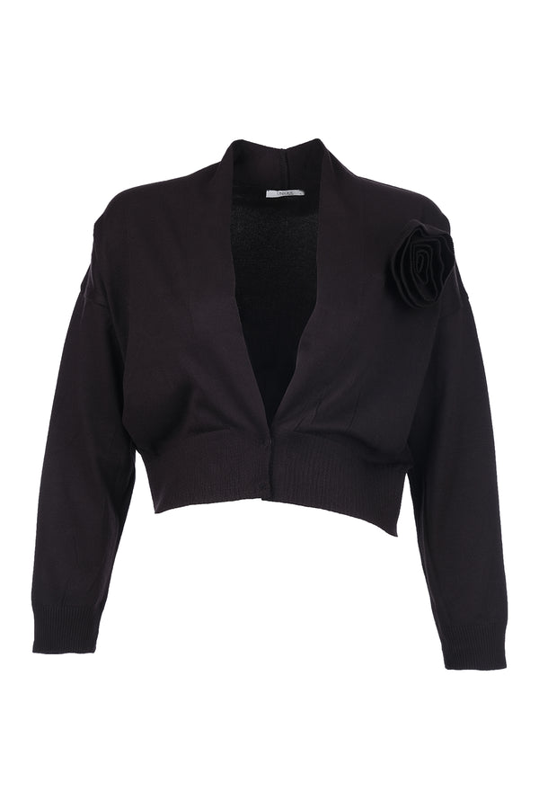 Unique Mode Minimalist V Yaka Uzun Kol Kadın Crop Hırka