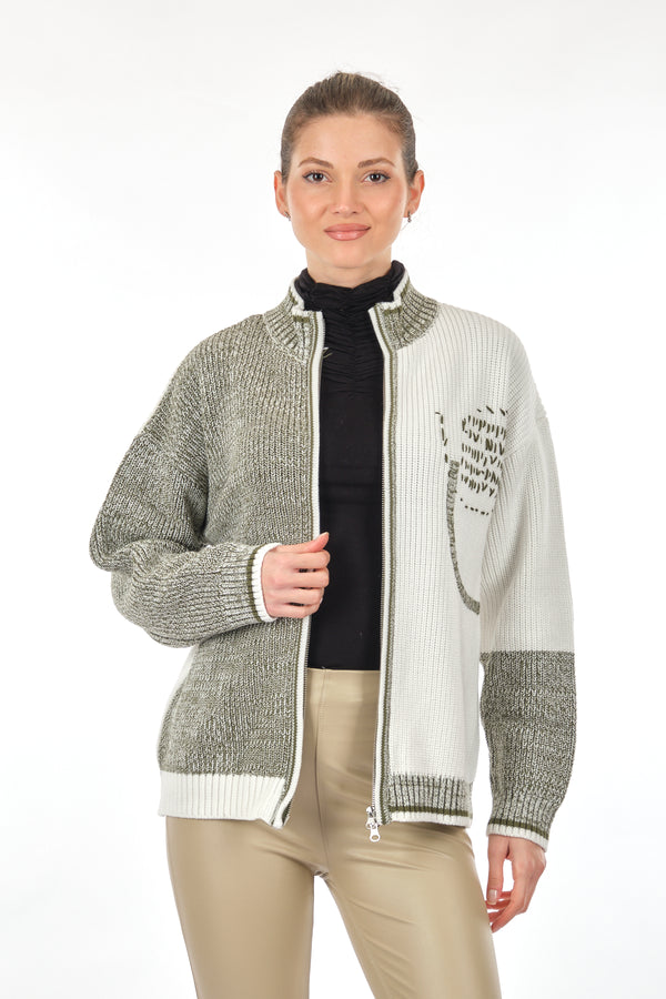 Unique Mode Oversize Fermuarlı Minimalist Kadın Hırka - Günlük & Şık