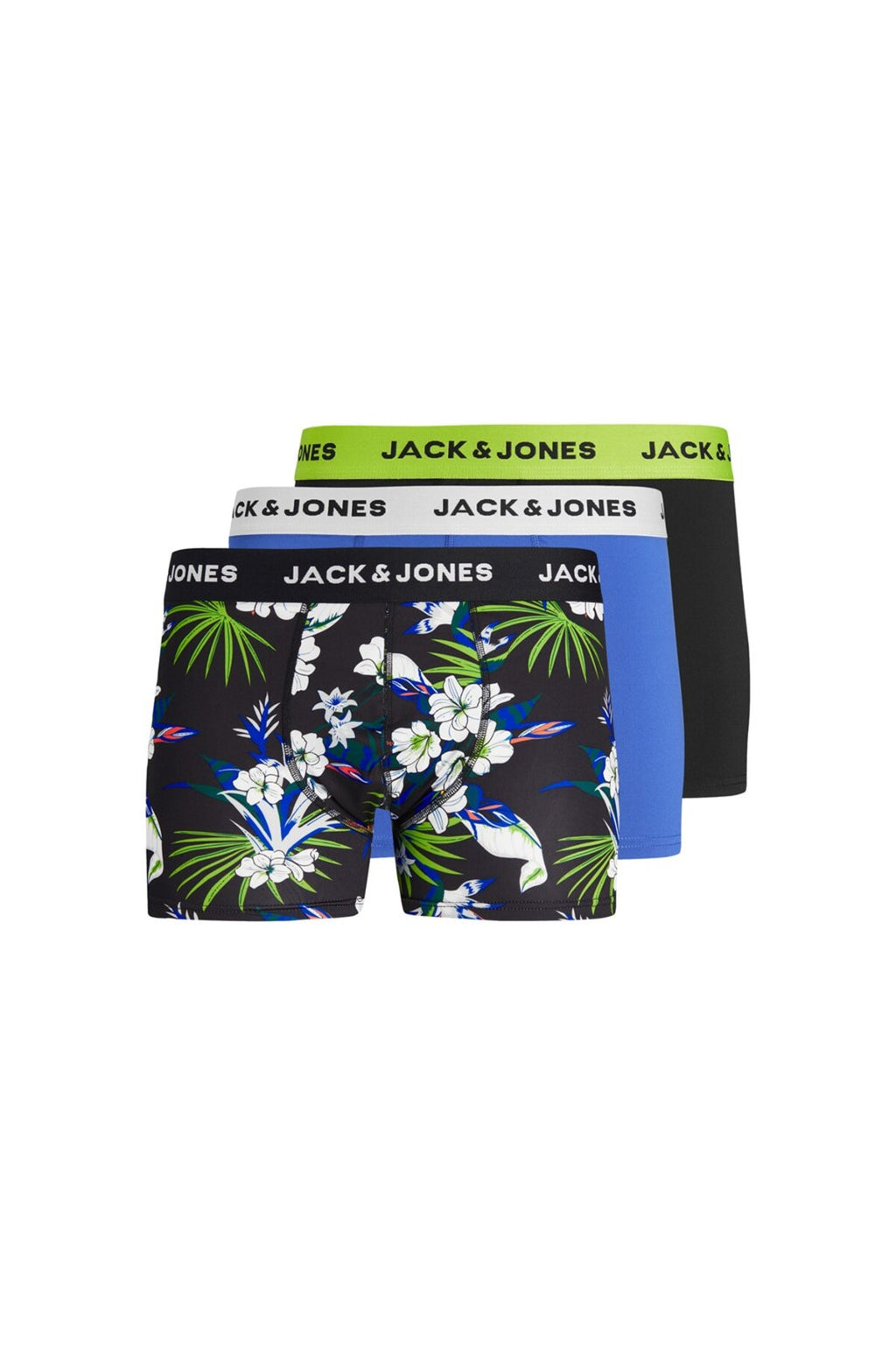 Jack&Jones Erkek Boxer 3'lü Set - Minimalist Tropikal Desenli Rahat Boxer Şort