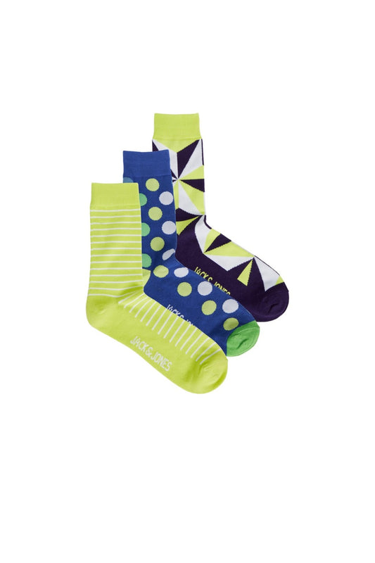 Jack&Jones Erkek Çorap 3lü Set - Geometrik Desenli, Neon, Minimalist, Günlük