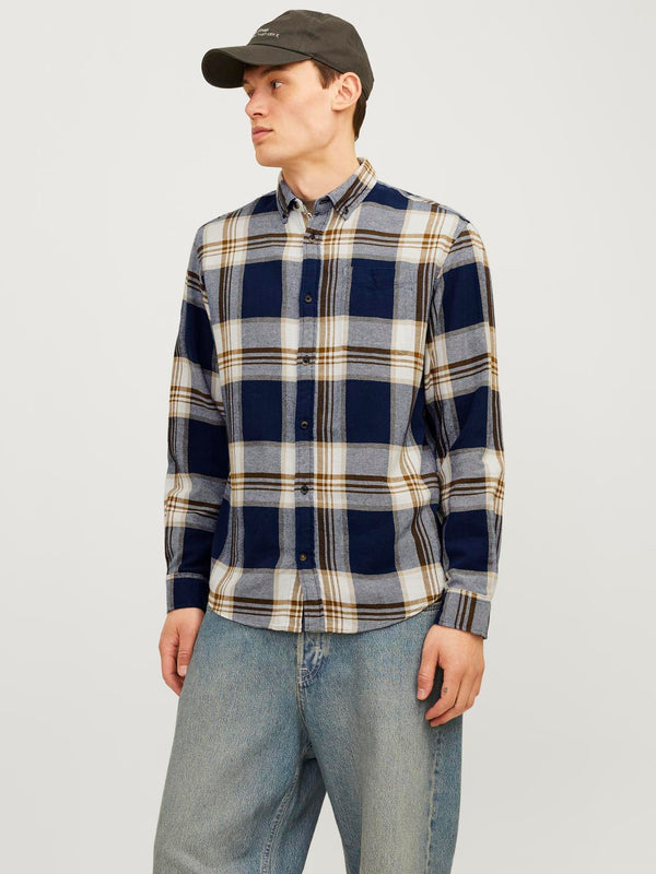 Jack&Jones Minimalist Kareli Uzun Kol Erkek Gömleği