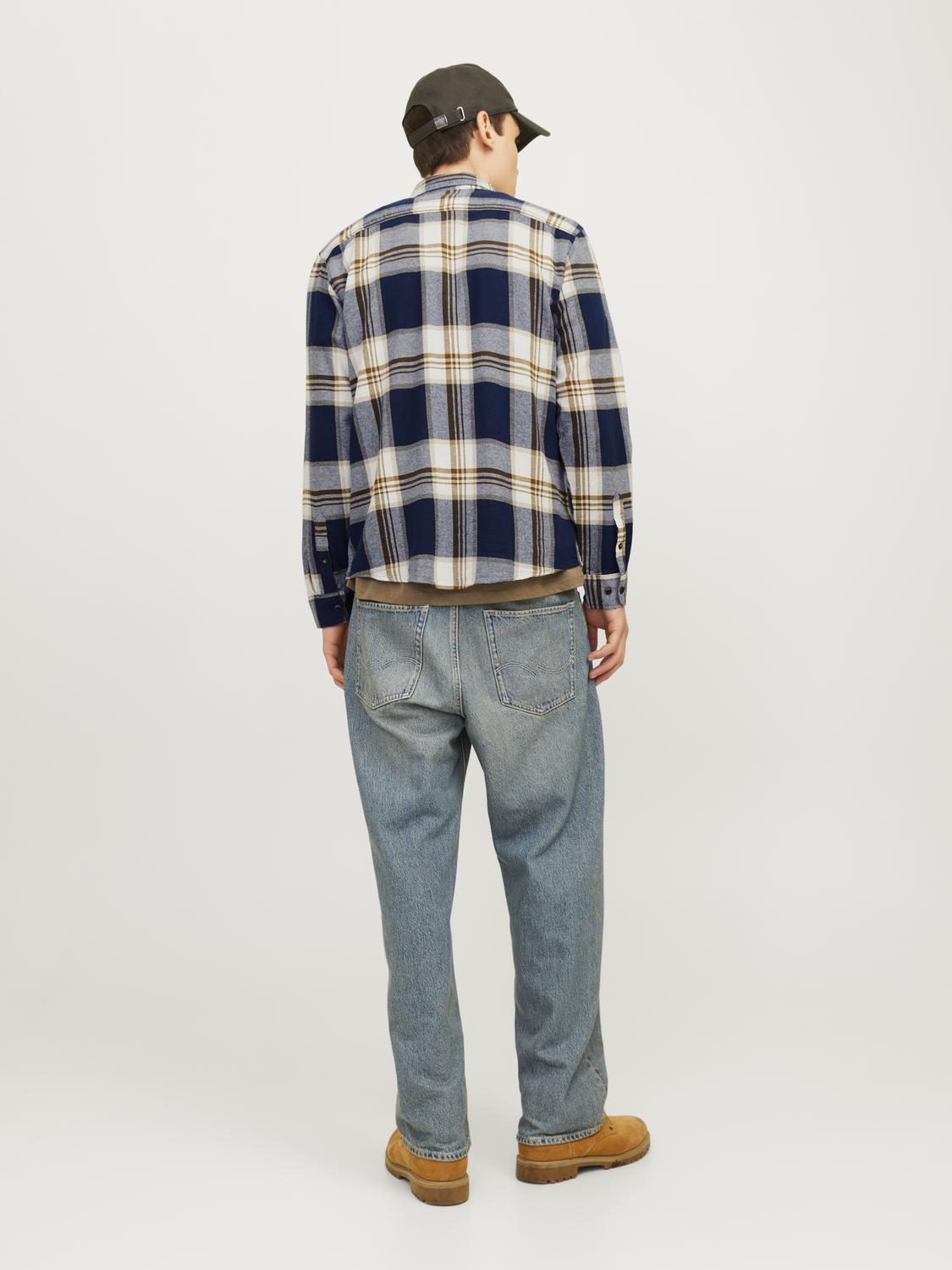 Jack&Jones Minimalist Kareli Uzun Kol Erkek Gömleği