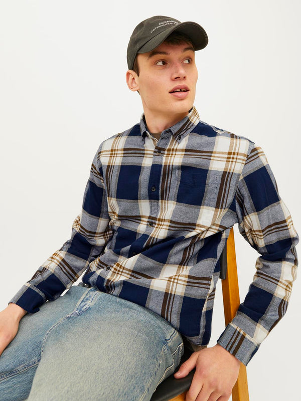 Jack&Jones Minimalist Kareli Uzun Kol Erkek Gömleği