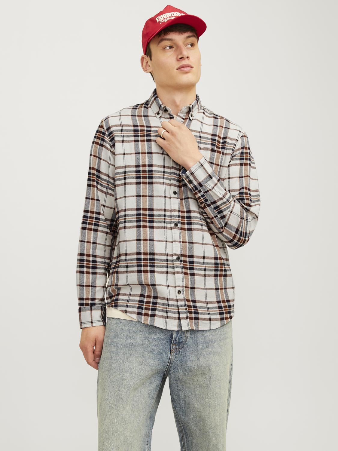 Jack&Jones Minimalist Kareli Uzun Kol Erkek Gömleği