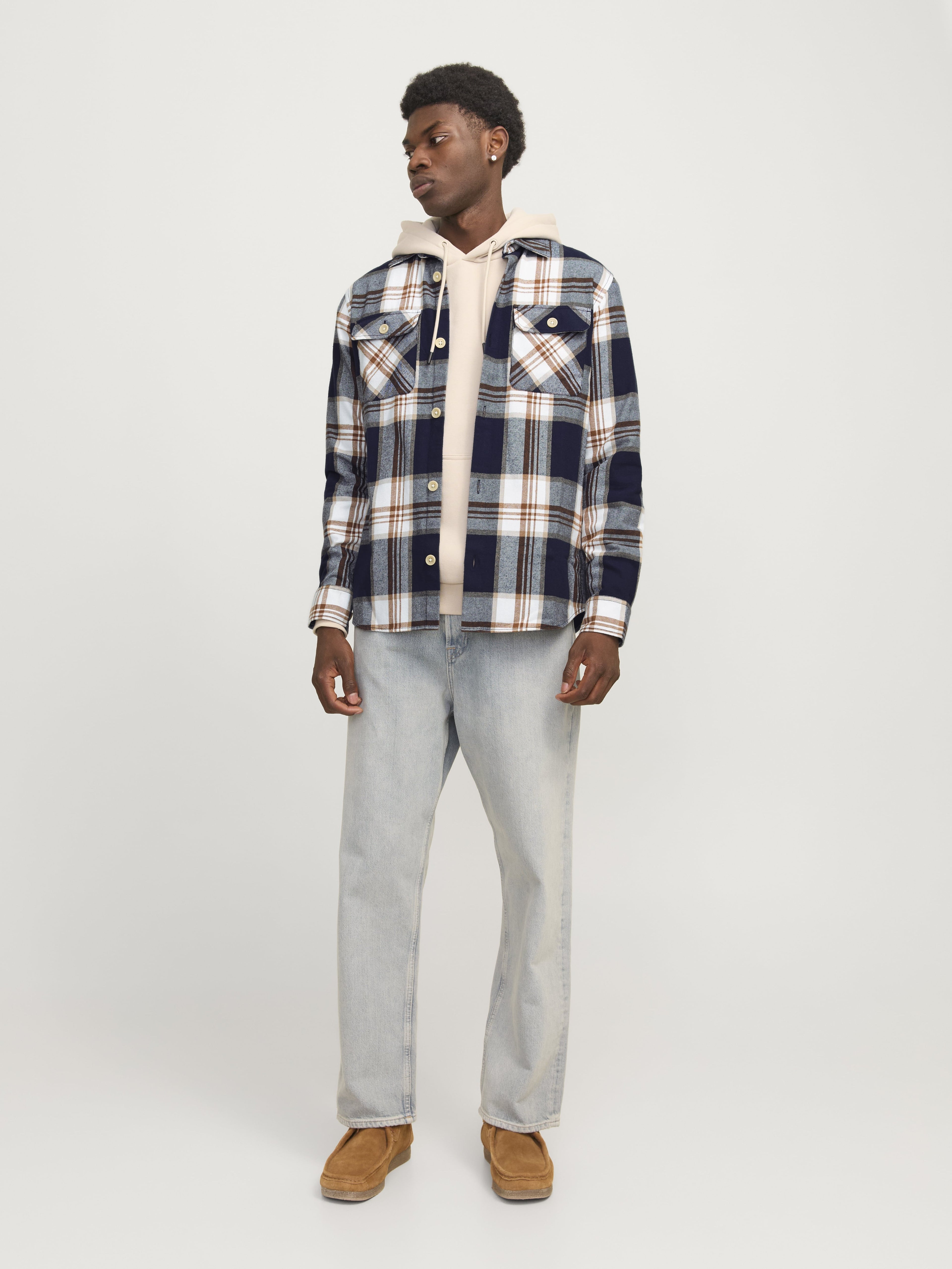 Jack&Jones Kareli Uzun Kol Erkek Gömleği - Günlük Casual