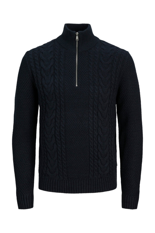 Jack&Jones Erkek Minimalist Yarım Fermuarlı Örgü Sweatshirt - Günlük Stil