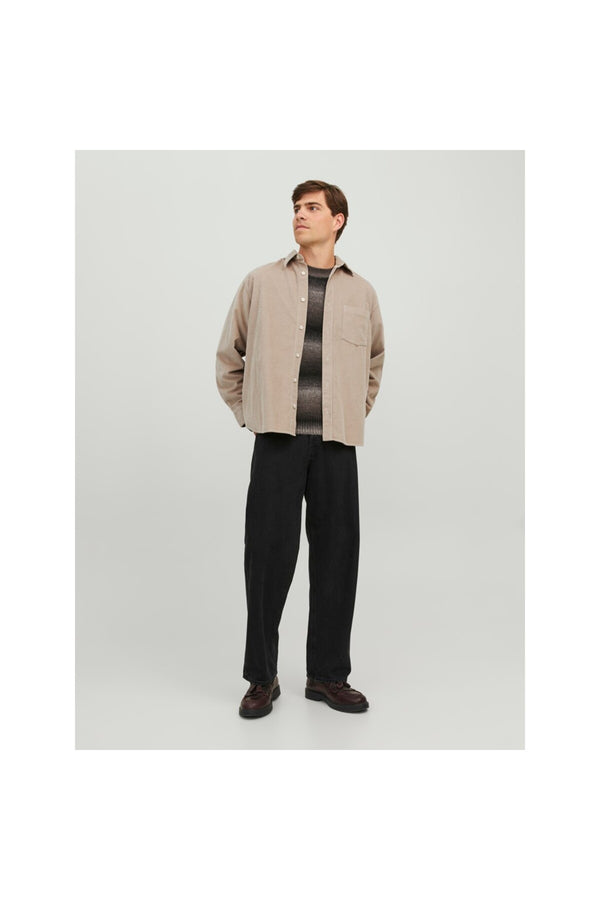 Jack&Jones Erkek Oversize Kadife Gömlek - Uzun Kol - Minimalist