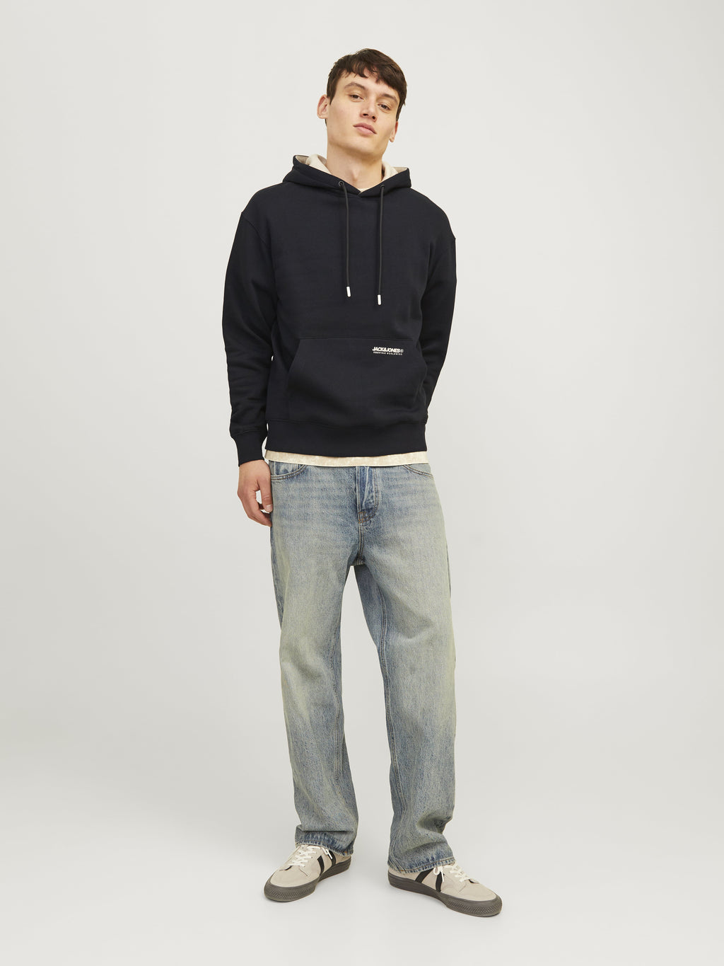 Jack&Jones Erkek Oversize Kapüşonlu Sweatshirt - Minimalist Günlük