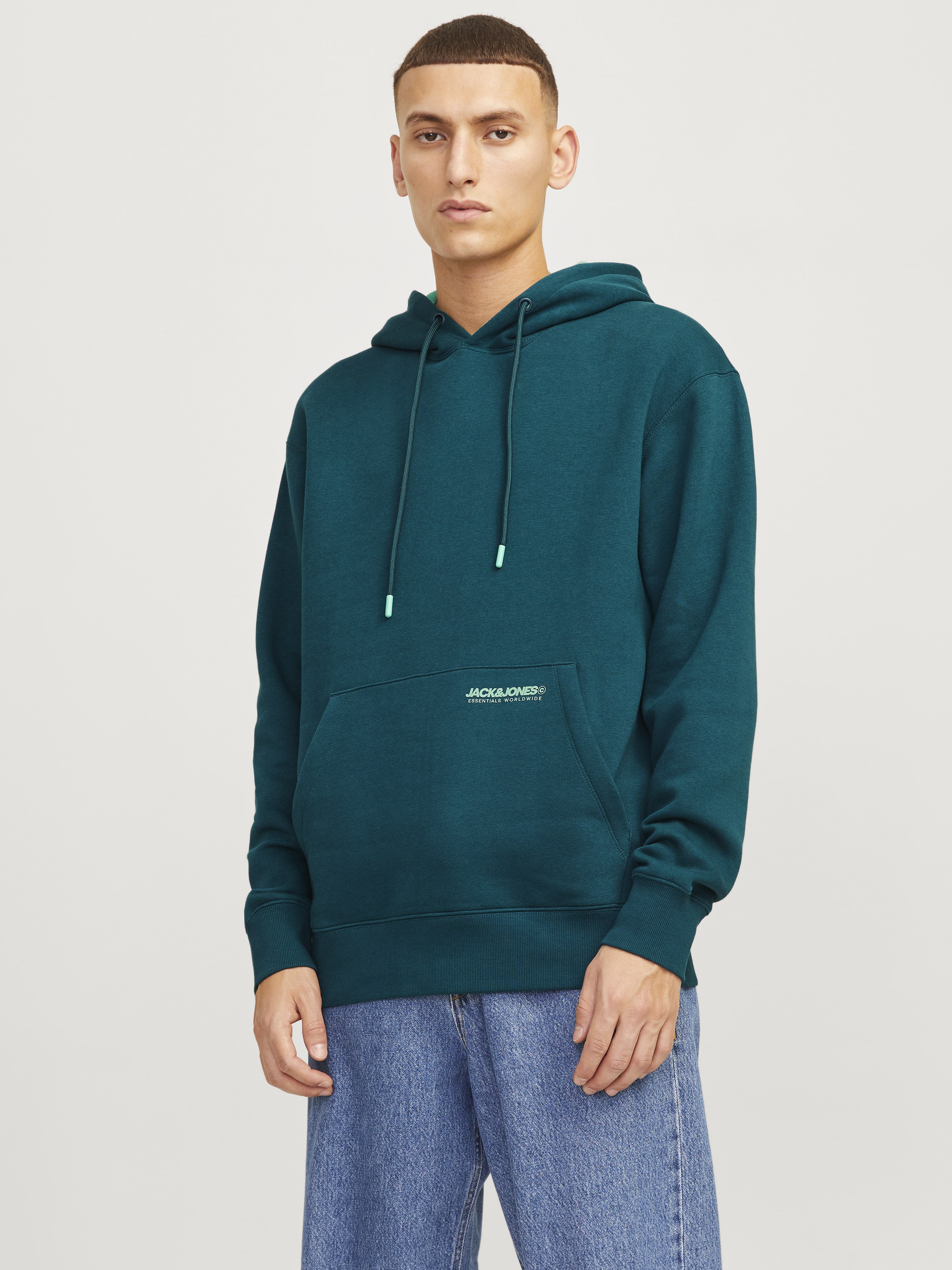 Jack&Jones Erkek Oversize Kapüşonlu Sweatshirt - Minimalist Günlük