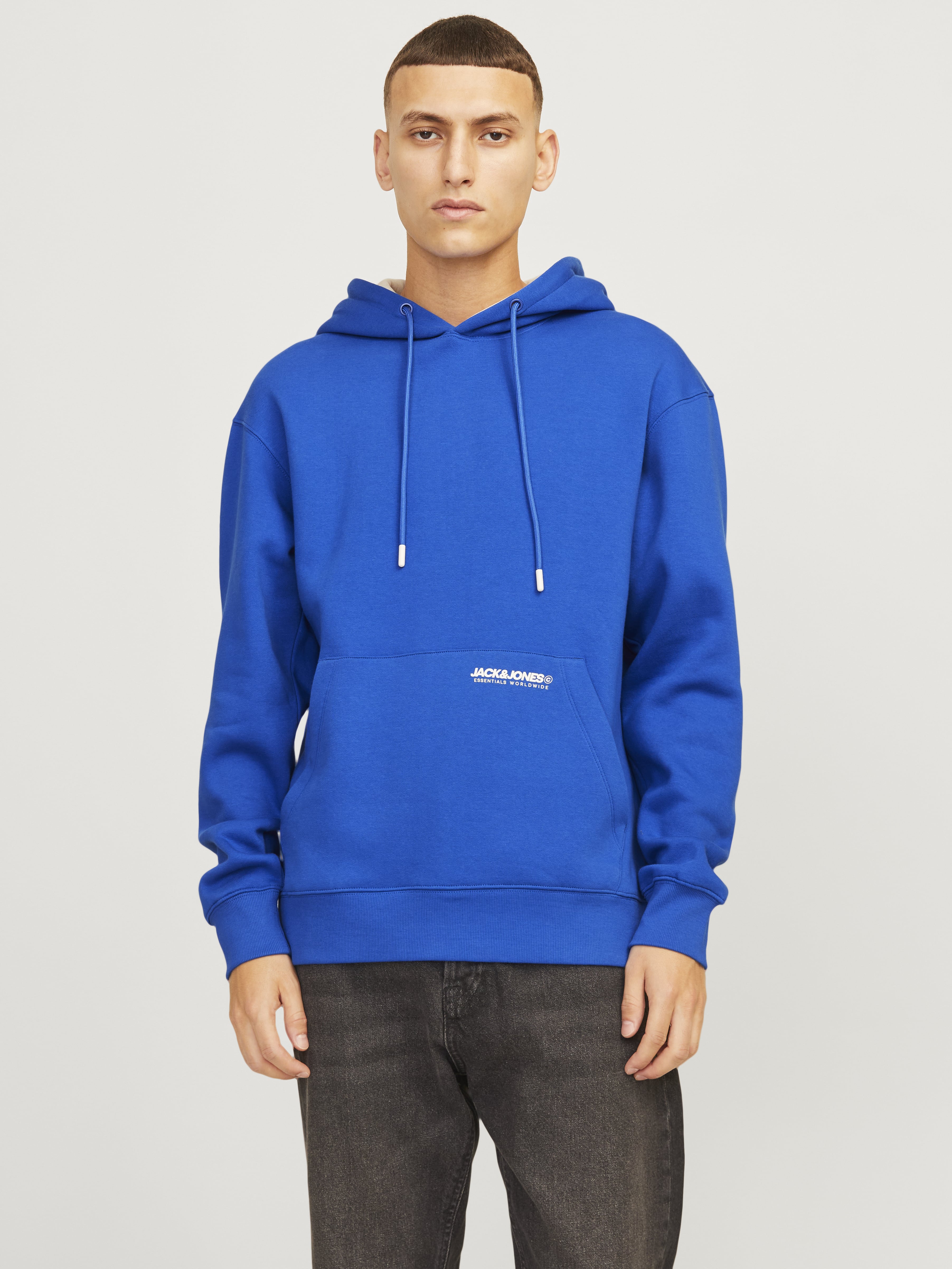 Jack&Jones Erkek Oversize Kapüşonlu Sweatshirt - Minimalist Günlük