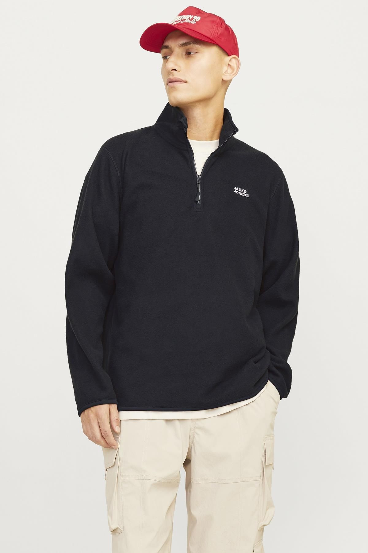 Jack&Jones Minimalist Yarım Fermuarlı Uzun Kol Erkek Sweatshirt - Oversize Secondary image