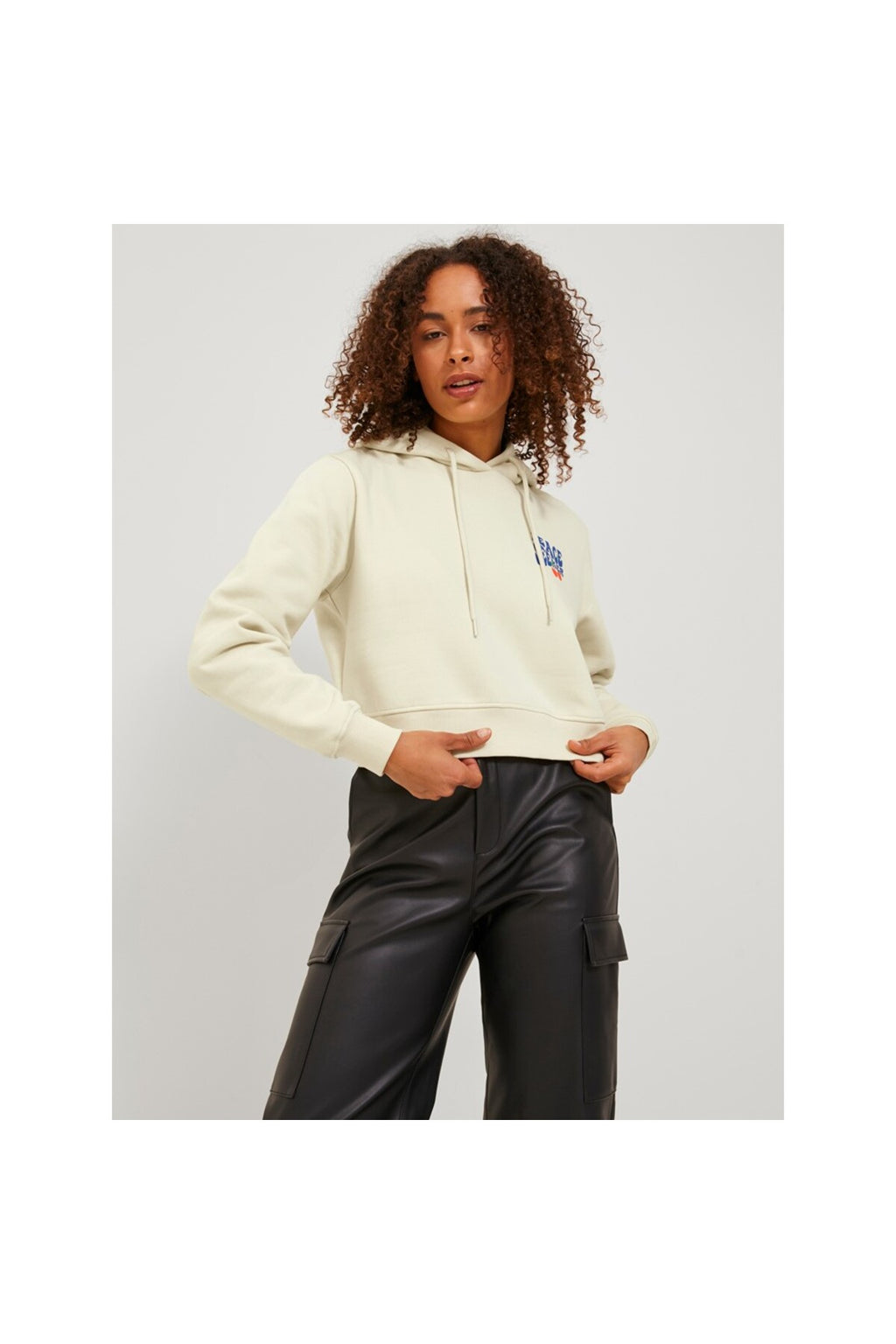 Jack&Jones JJXX Kadın Oversize Crop Kapüşonlu Sweatshirt - Minimalist Stil