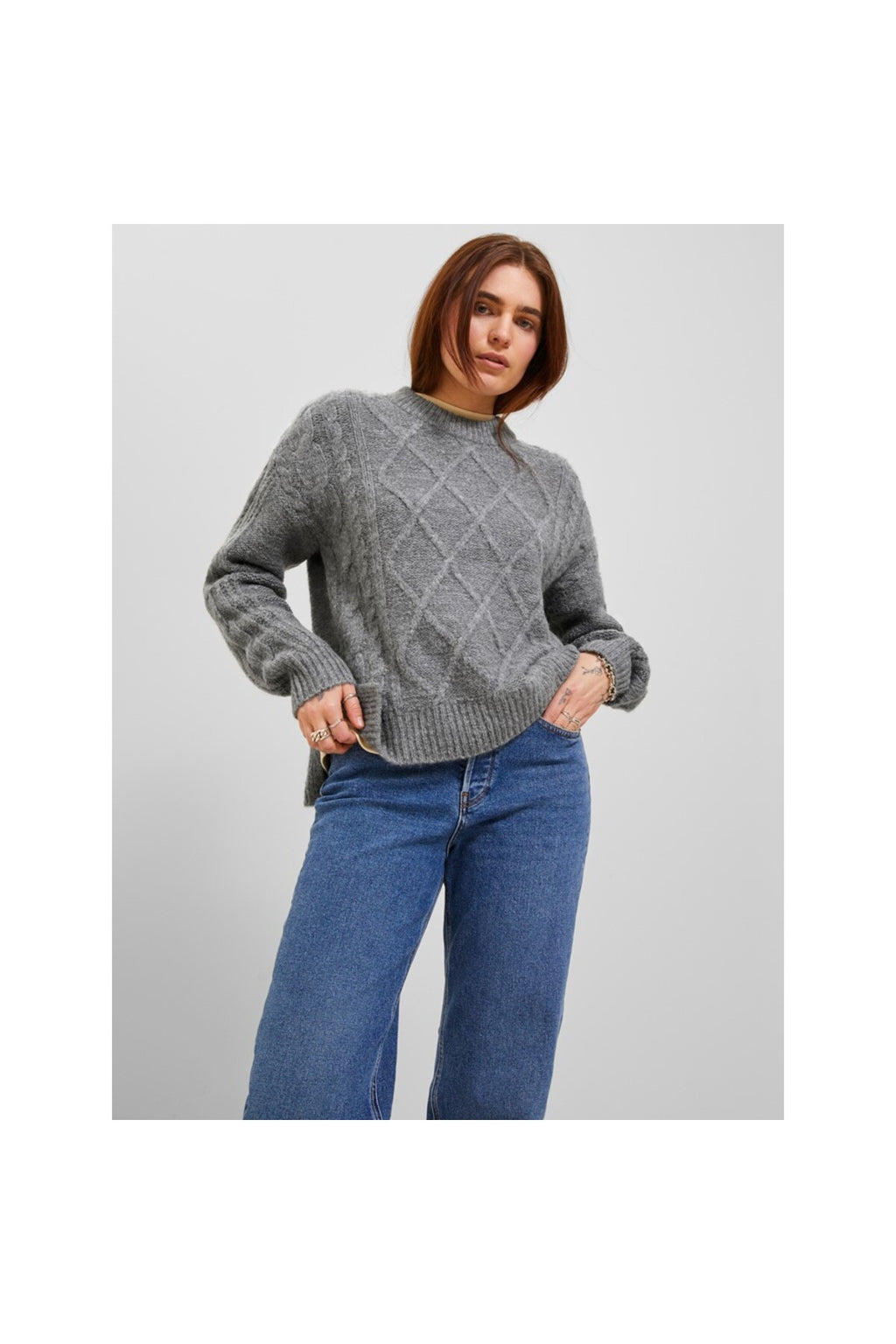 Jack&Jones JJXX Kadın Oversize Örgü Kazak - Günlük Stil