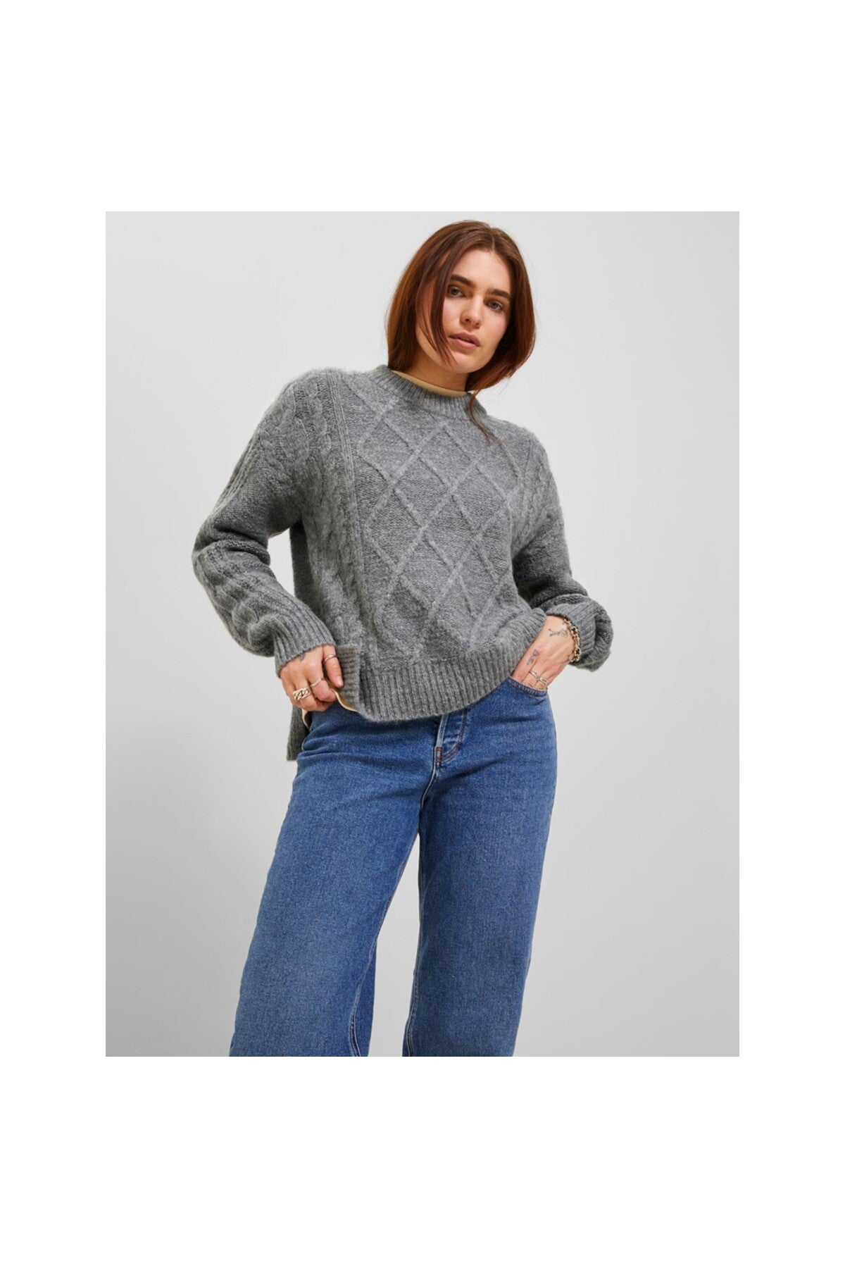Jack&Jones JJXX Kadın Oversize Örgü Kazak - Günlük Stil