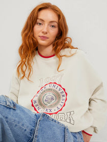 Jack&Jones JJXX Kadın Baskılı Bisiklet Yaka Regular Kalıp Pamuk Polyester Sweatshirt