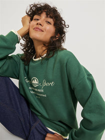 Jack&Jones JJXX Kadın Baskılı Bisiklet Yaka Regular Kalıp Pamuk Polyester Sweatshirt