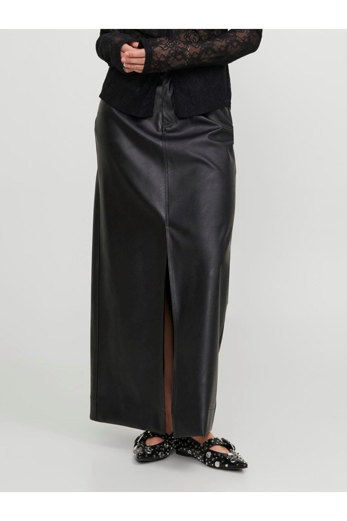 Jack&Jones JJXX Minimalist Maxi Deri Etek Ön Yarığı Detaylı - Günlük & Şık Main image