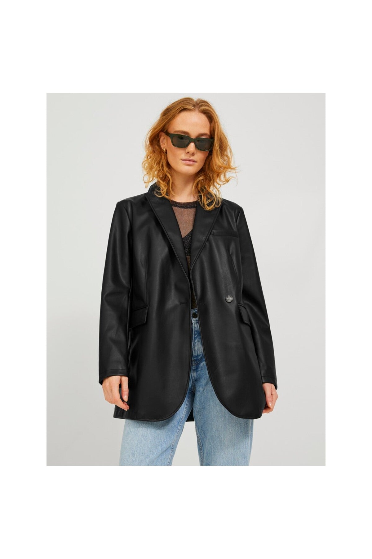Jack&Jones JJXX Oversize Uzun Kol Deri Kadın Ceket - Minimalist Tarz Main image