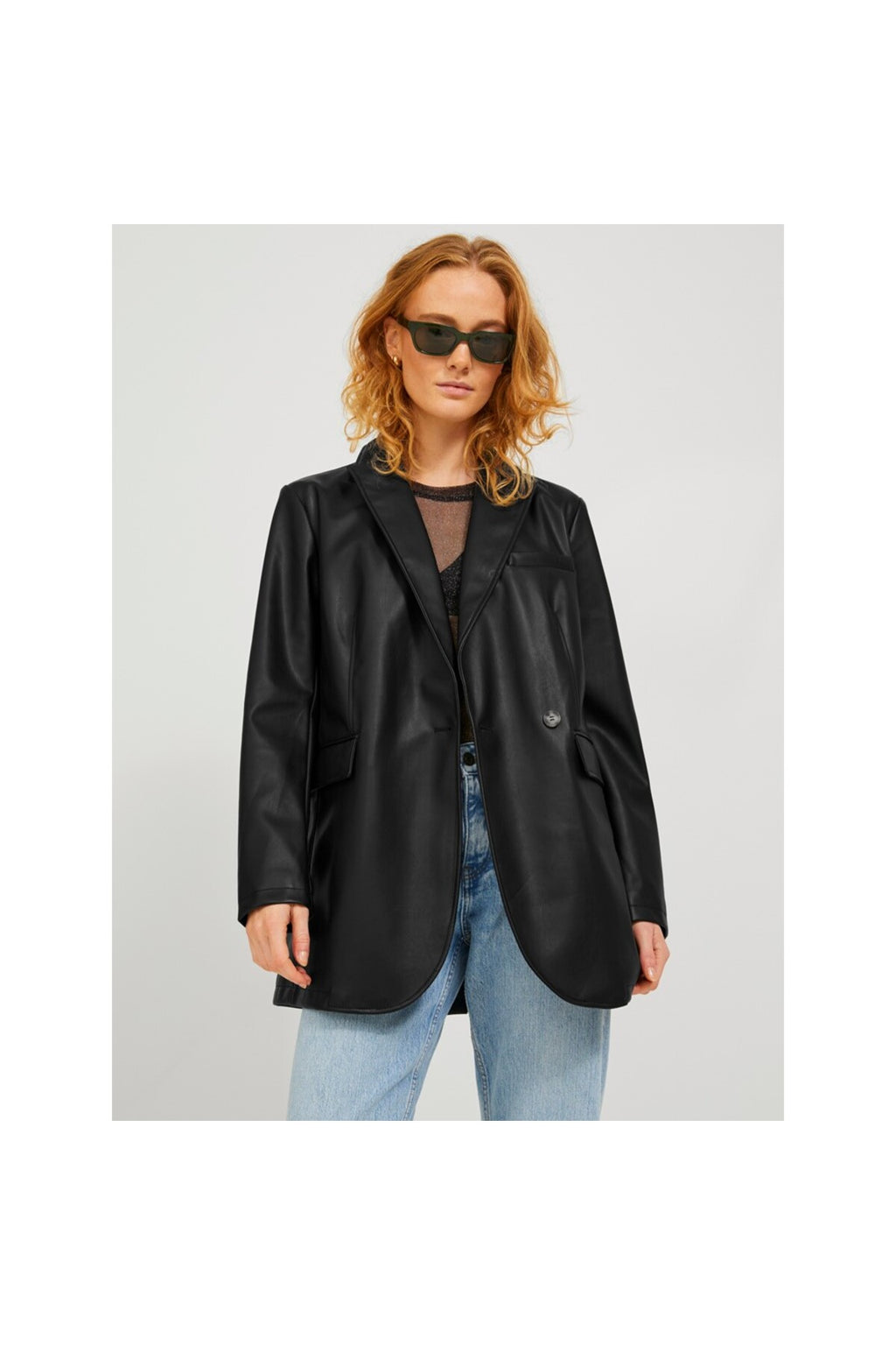Jack&Jones JJXX Oversize Uzun Kol Deri Kadın Ceket - Minimalist Tarz