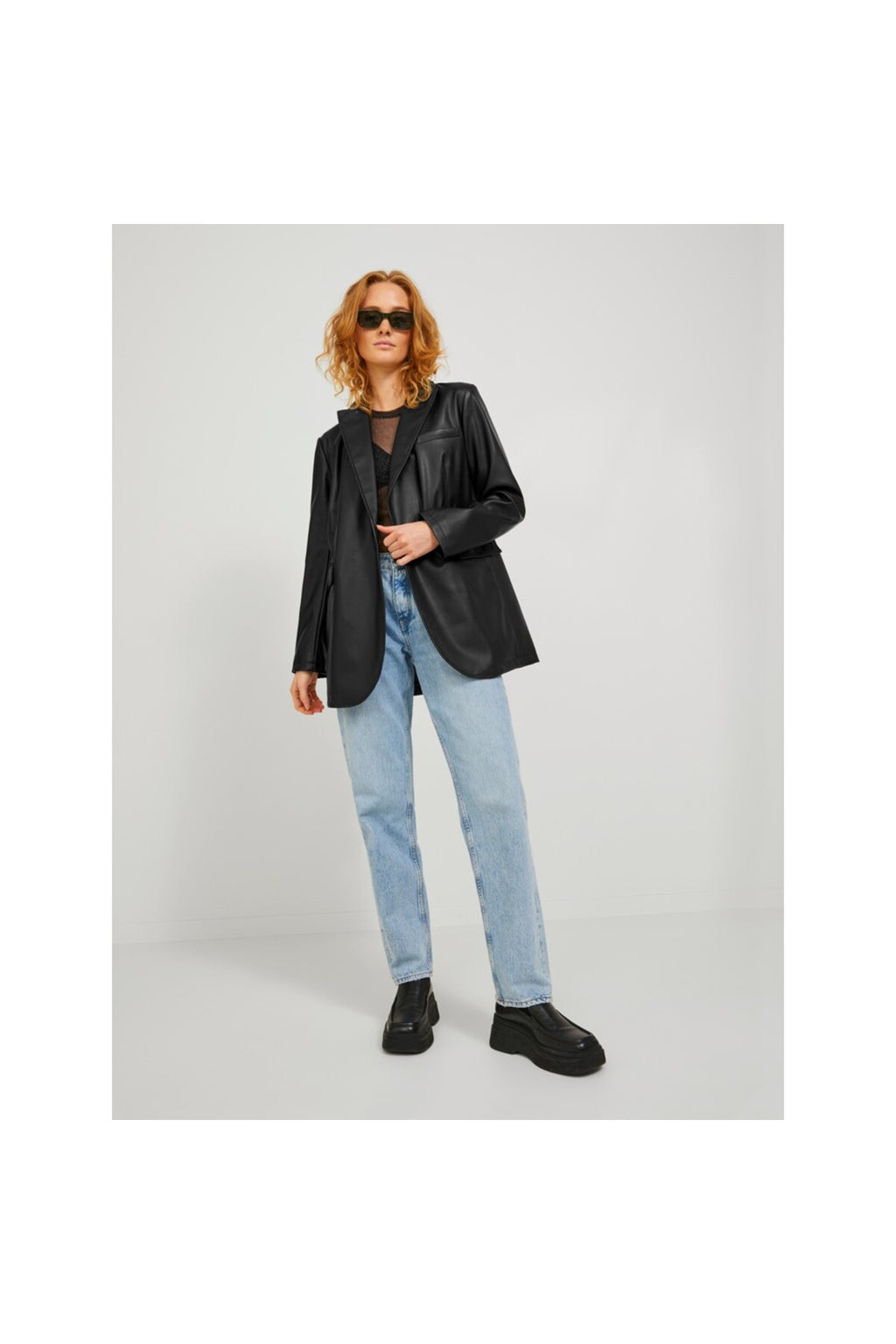 Jack&Jones JJXX Oversize Uzun Kol Deri Kadın Ceket - Minimalist Tarz