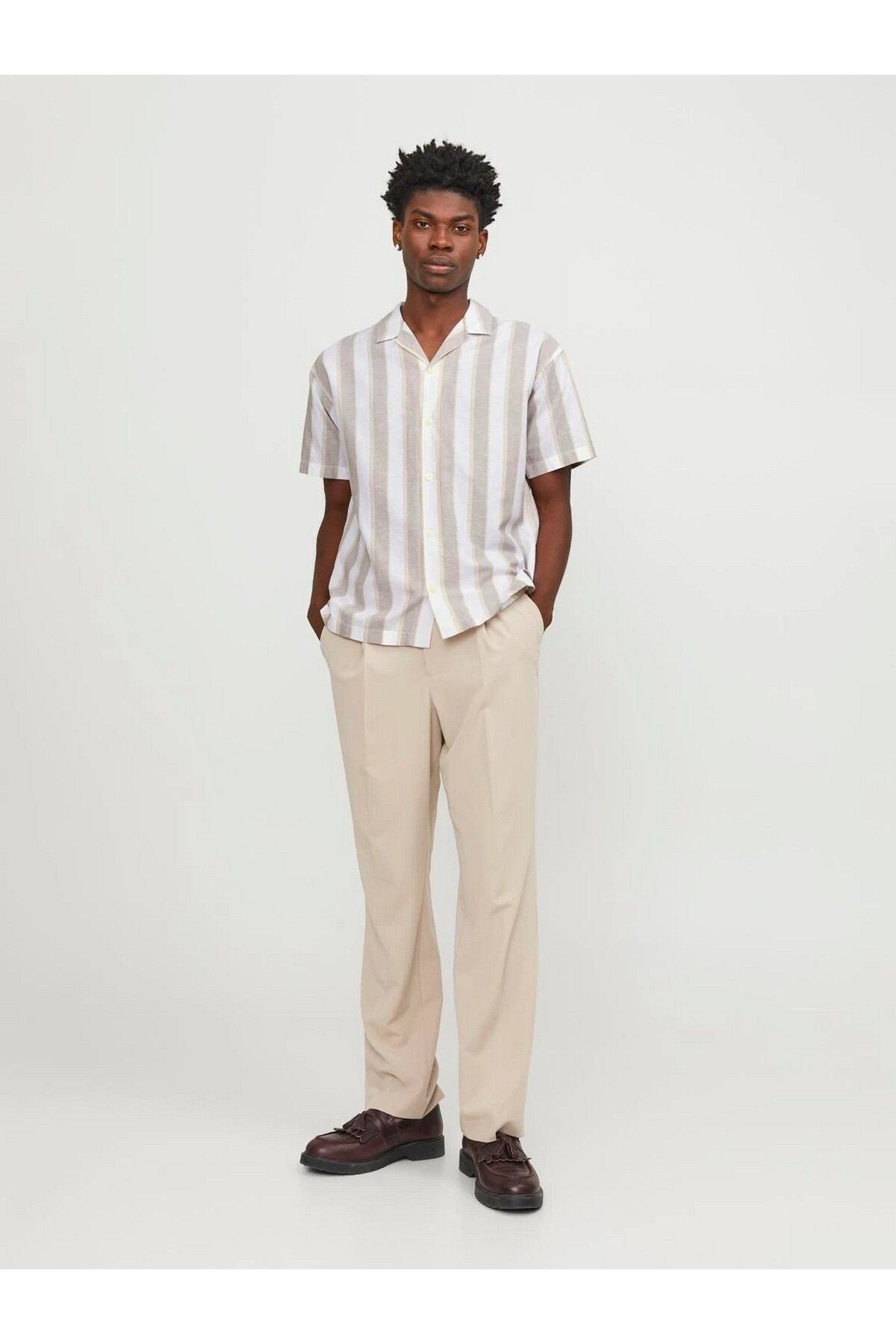 Jack&Jones Minimalist Çizgili Erkek Kısa Kol Gömlek - Yazlık Günlük Secondary image