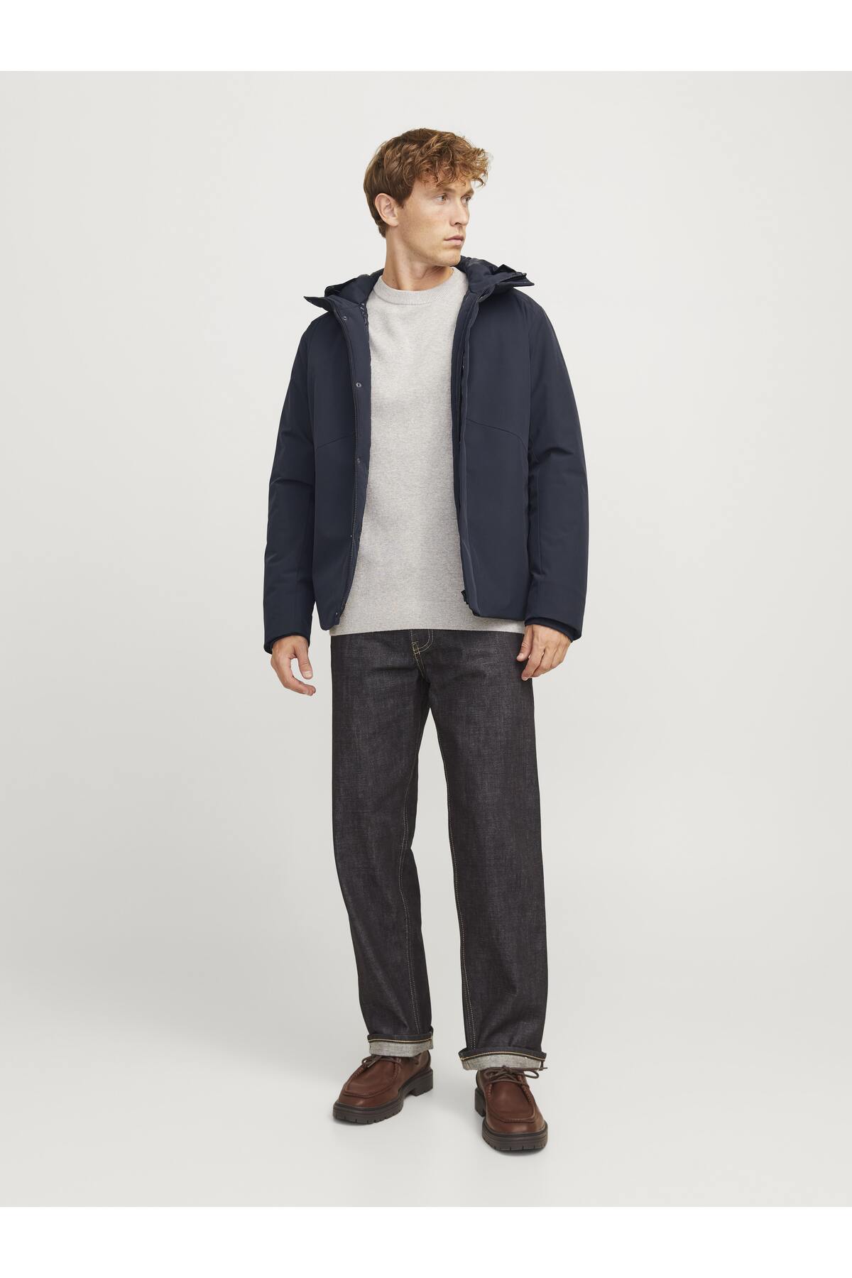 Jack&Jones Minimalist Kapüşonlu Oversized Erkek Mont - Günlük Kullanım Main image