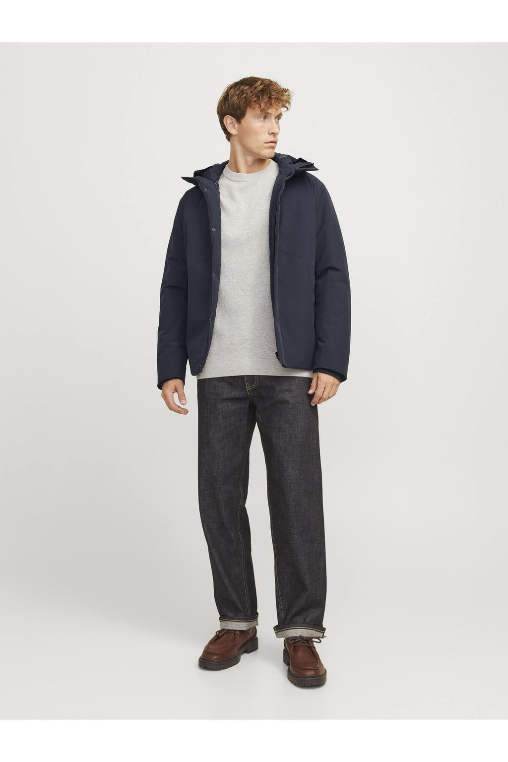 Jack&Jones Minimalist Kapüşonlu Oversized Erkek Mont - Günlük Kullanım