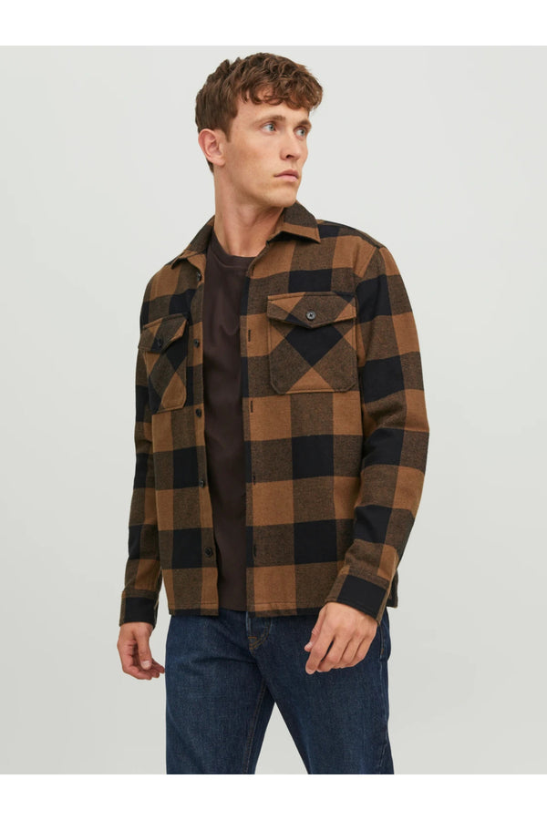 Jack&Jones Minimalist Uzun Kol Kareli Erkek Gömleği - Günlük Stil