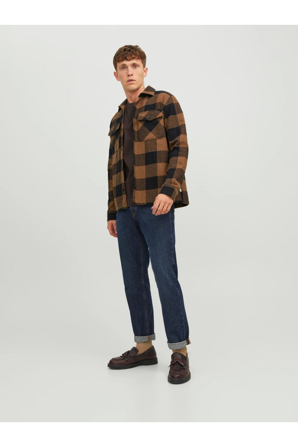 Jack&Jones Minimalist Uzun Kol Kareli Erkek Gömleği - Günlük Stil