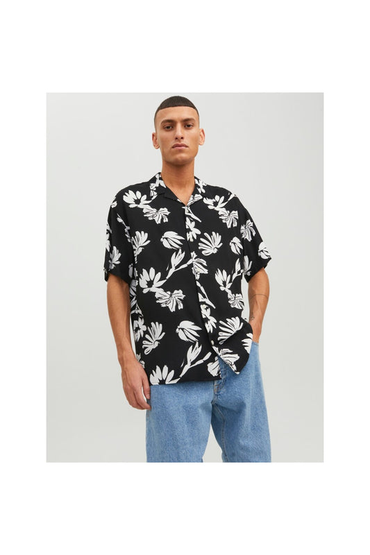 Jack&Jones Oversize Çiçek Desenli Erkek Gömleği - Kısa Kol