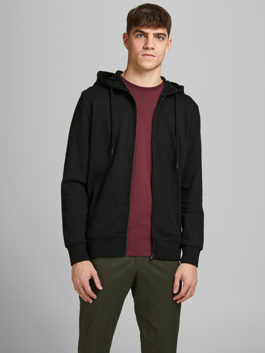 Jack&Jones Oversize Fermuarlı Kapüşonlu Erkek Sweatshirt - Günlük ve Spor Ana görsel